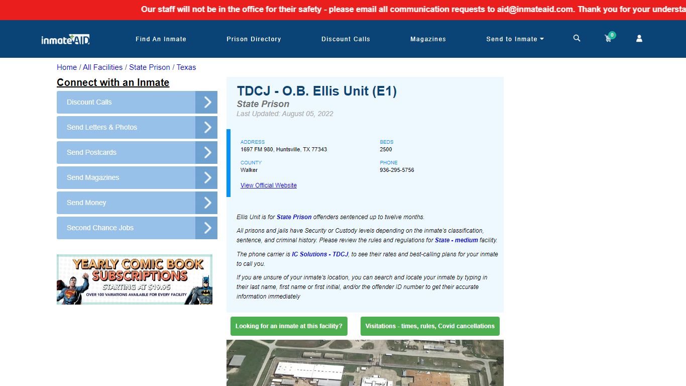 TDCJ - Ellis Unit & Inmate Search - Huntsville, TX